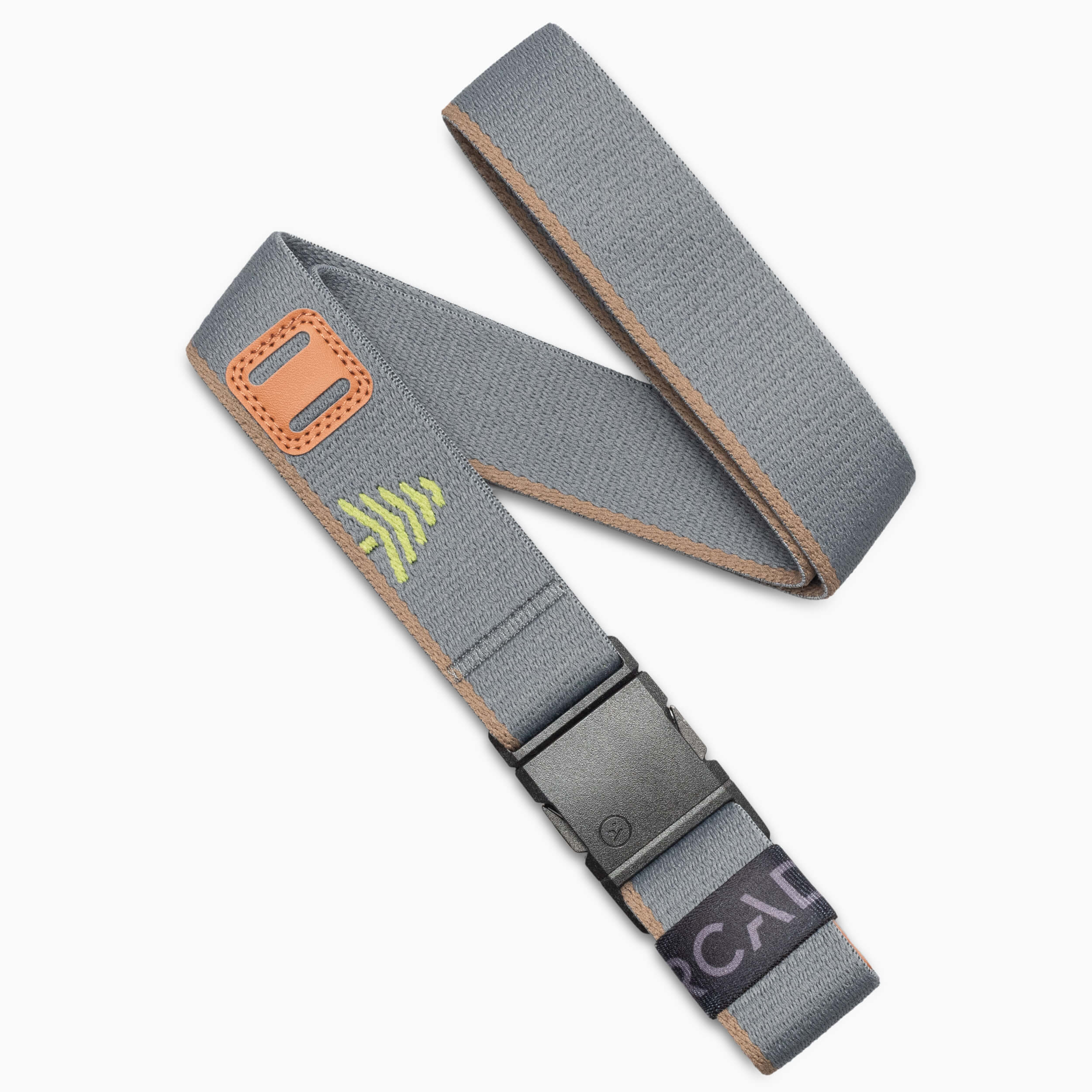 Arcade Blackwood Slim Belt in Shadow/Sand — full belt with buckle